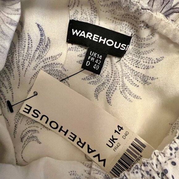 Warehouse Palm Leaf White Purple One Shoulder Tropical Dress ASO Kate Middleton - Picture 7 of 7